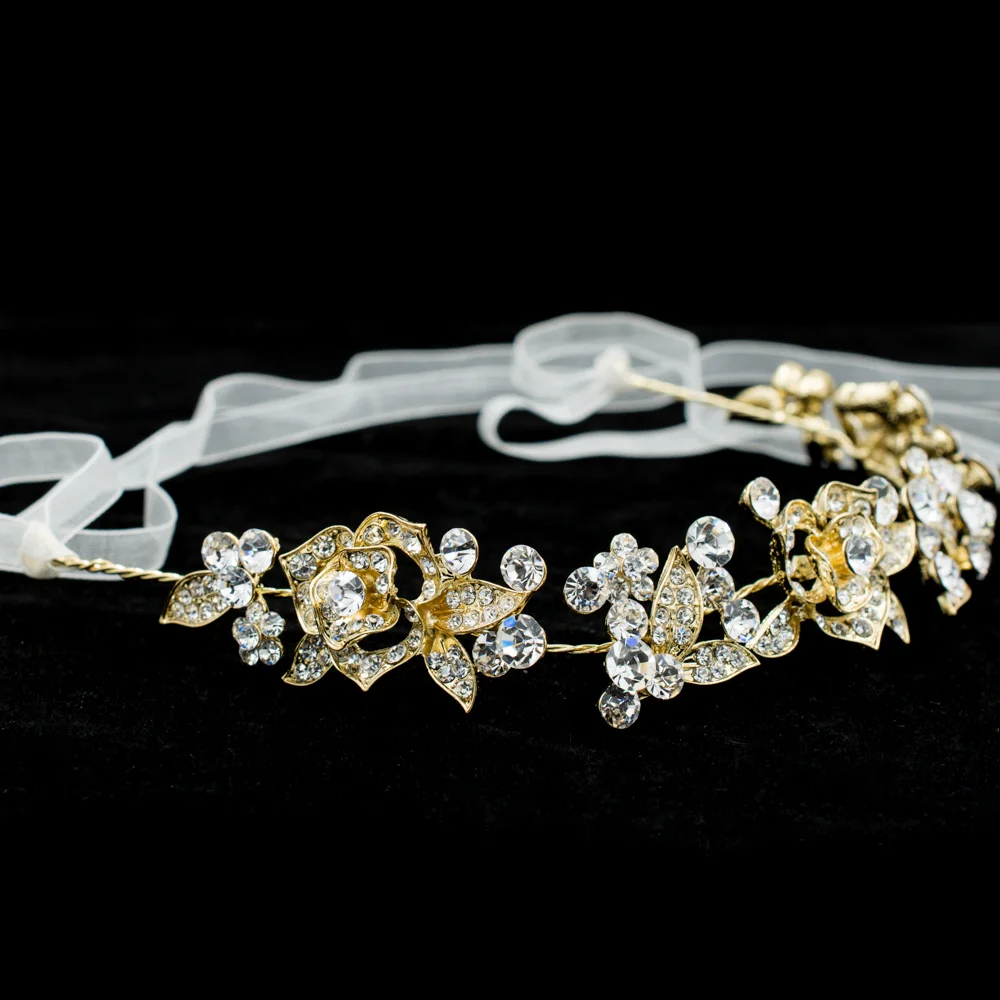 Горный хрусталь кристаллы роза цветок повязка на голову цепь лента для волос