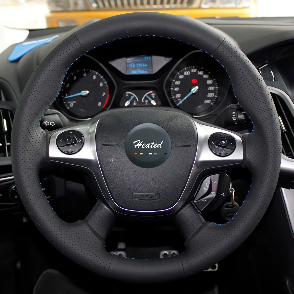Наппа Авто Руль Обложка для Ford Focus 3 2012- Kuga Побег 2013- Тюнинг автомобилей кос на руль для форд фокус