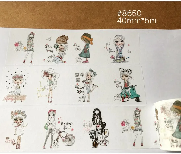 8650 24 дизайна, новые цветы/девушки/кошка/Павлин/Пекинская опера, узор, японский Васи, декоративный клей, сделай сам, маскирующая бумага, клейкая лента, наклейка - Цвет: 8650