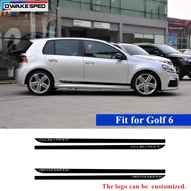 Автомобильный стикер Clubsport для Volkswagen Golf 6 MK6, автомобильная боковая юбка в полоску, наклейка из углеродного волокна, Виниловая наклейка, автомобильные аксессуары