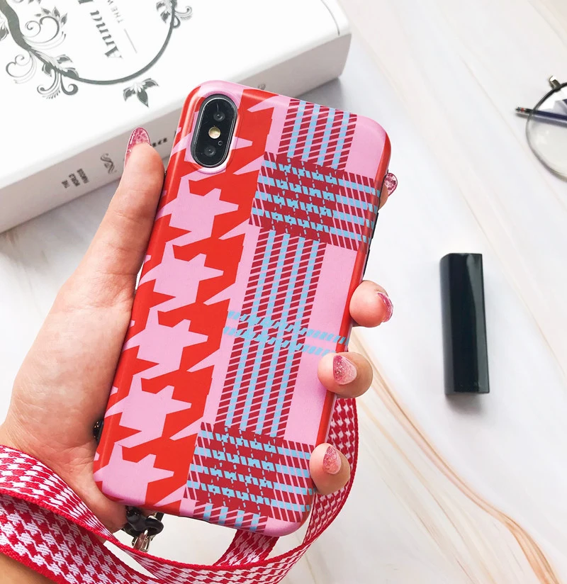Чехол для телефона Haissky Squishy из мягкого ТПУ в полоску iPhone 6 6S 7 8 X с ремешком на шее и
