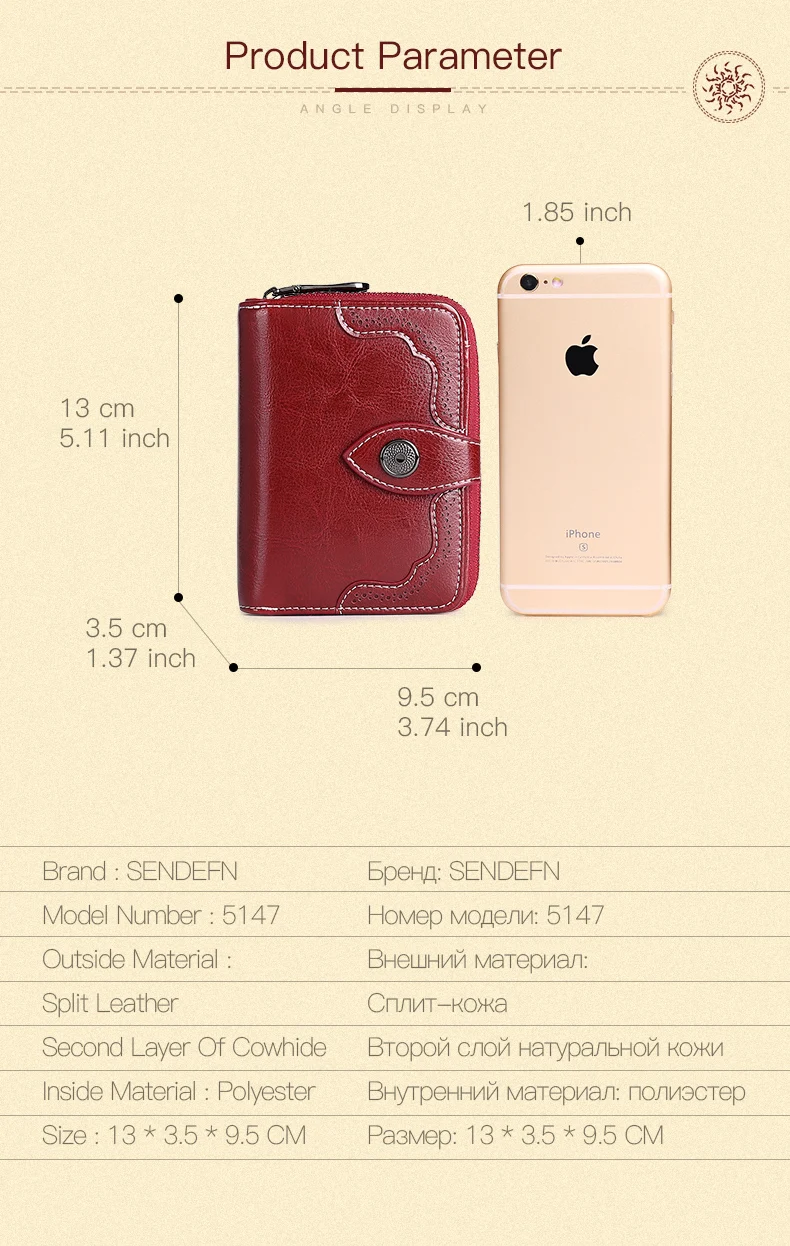 SENDEFN New Wallet Women Purse Brand Coin Purse Zipper Wallet Female Short Wallet Women Split Leather Purse Small Purse