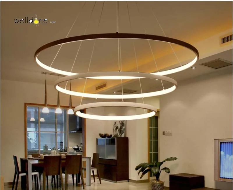 Современные подвесные светильники с круглыми кольцами для гостиной столовой