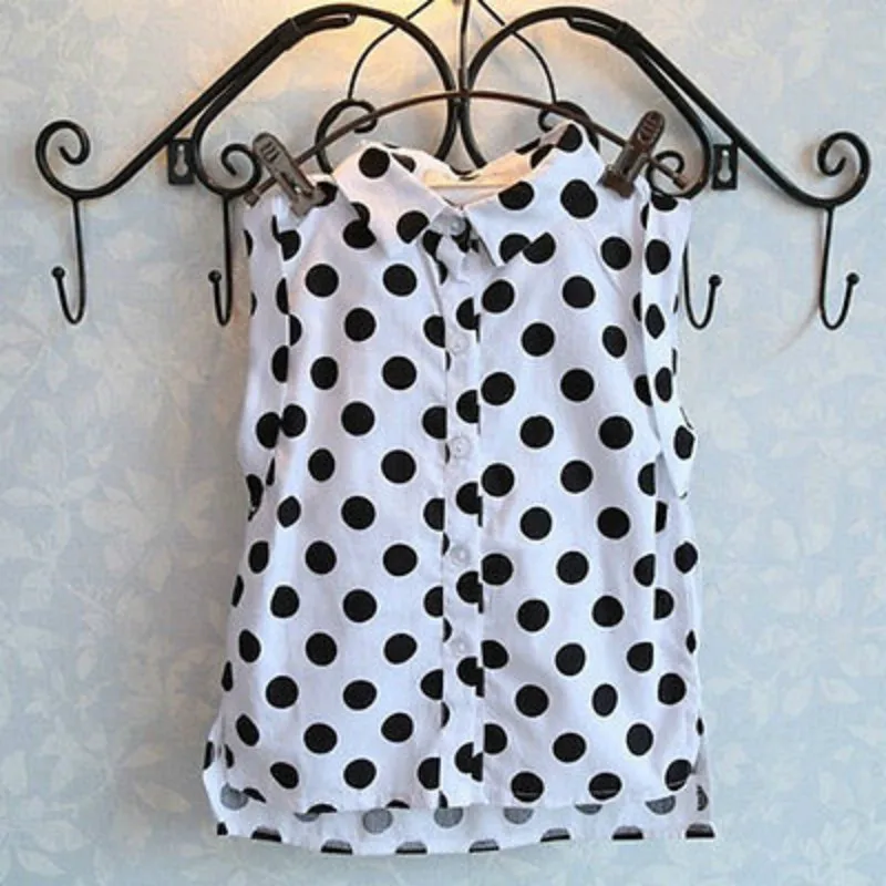 Летняя мода для маленьких девочек детские черно белые рубашки в горошек топы