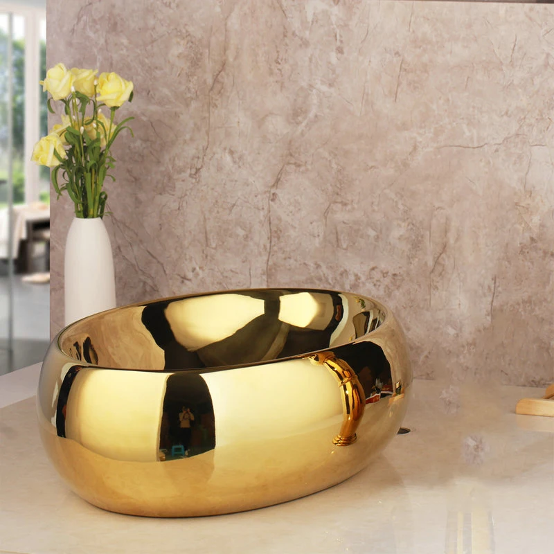 Ceramic Basin Only 1 JIENI золотистый керамический умывальник для ванной комнаты Набор раковины тисненый Твердый латунный кран комбинированный смеситель кран бесплатно облетает - Цвет: Ceramic Basin Only 1