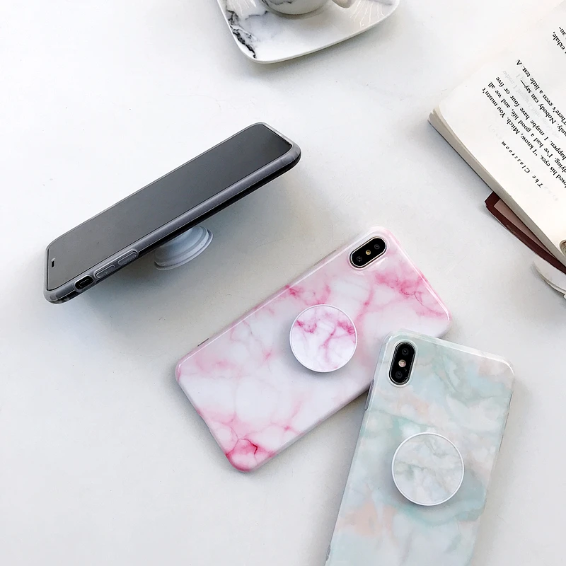 Модный Простой Мраморный Чехол-подушка безопасности для iPhone 7 чехол глянцевая