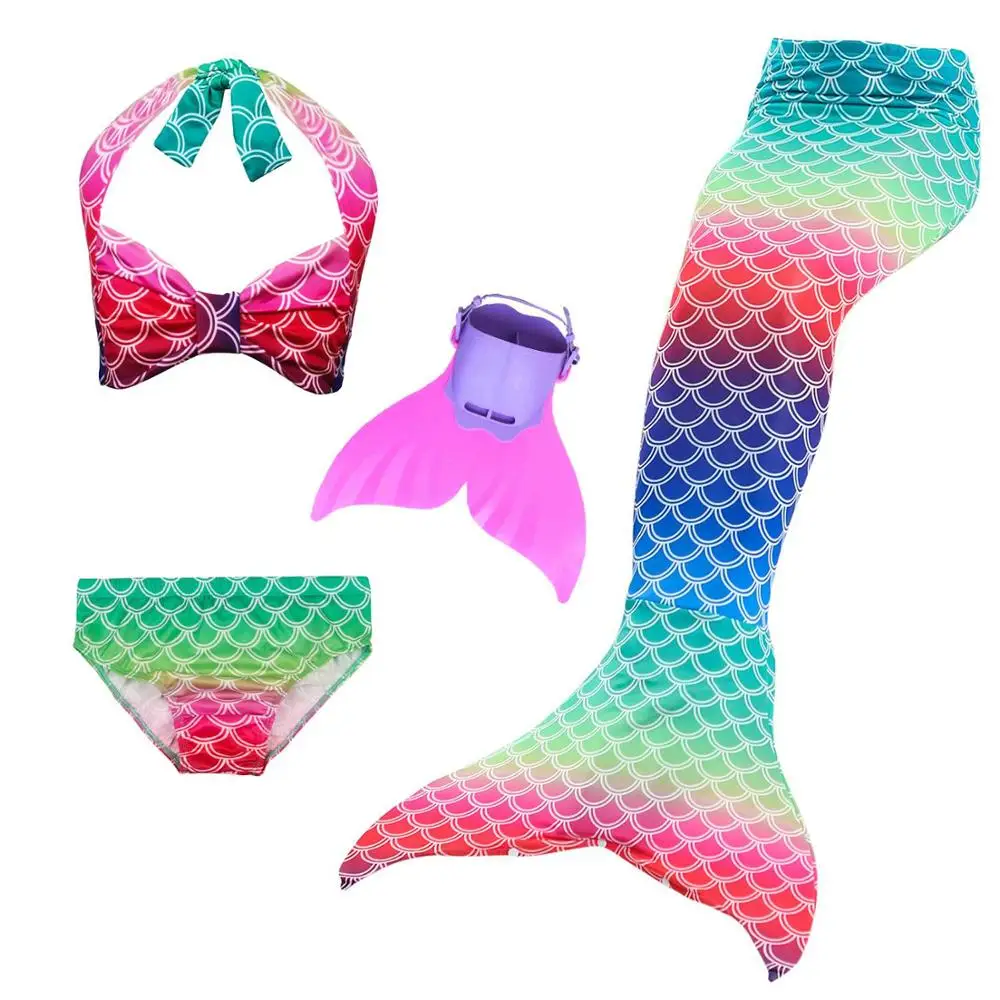 Mermaid 3 with fin Купальный костюм для девочек купальный костюм с хвостом русалки для костюмированной вечеринки, детский купальный костюм с хвостом русалки - Цвет: Mermaid 3 with fin