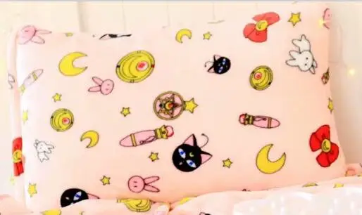 only pillow case 1 шт. Мелодия Сейлор Мун Луна Cinnamoroll twins star Duffy gudetama Anpanman чехол для подушки плюшевое одеяло простыня - Цвет: only pillow case