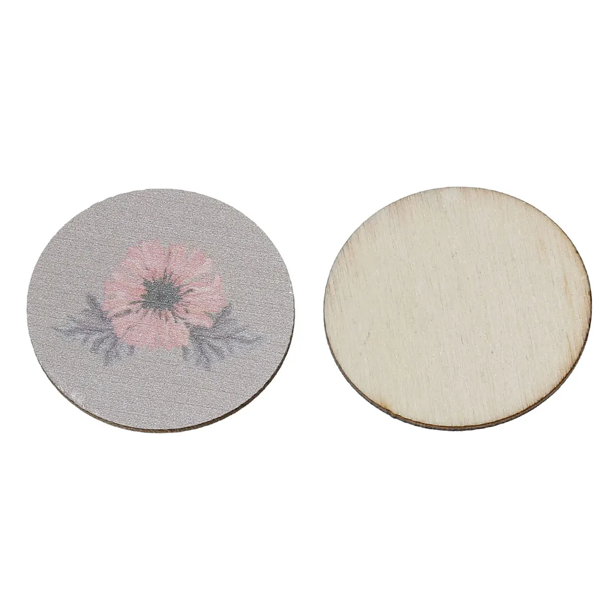 DoreenBeads Wood Cabochons Scrapbooking Embellishments Findings Oval Gray Flower Pattern 32mm(1 2/8&quot)x 30mm(1 1/8&quot) 4 PCs |