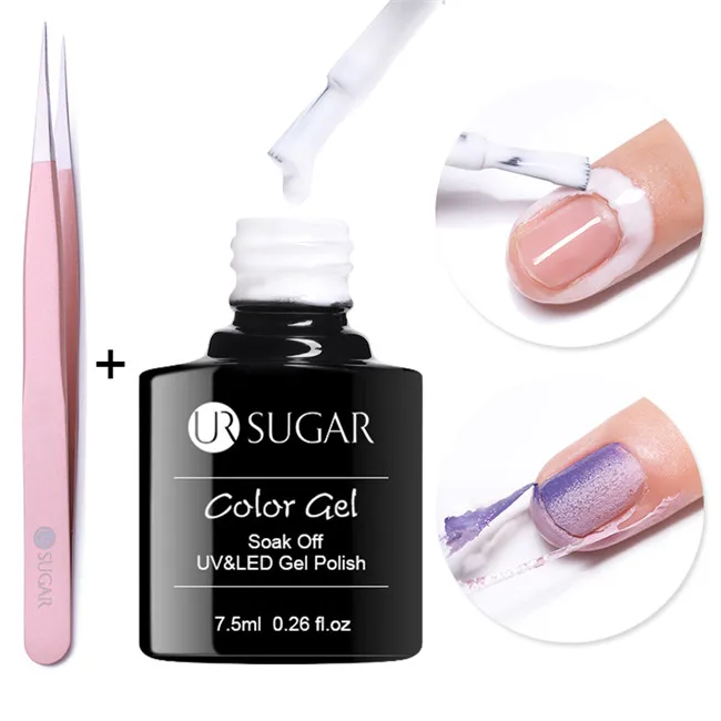 Set 2 UR SUGAR 7,5 мл Антифриз Жидкость для снятия ленты белый Быстросохнущий без запаха Уход за ногтями протектор гель для ногтей инструмент для маникюра - Цвет: Set 2
