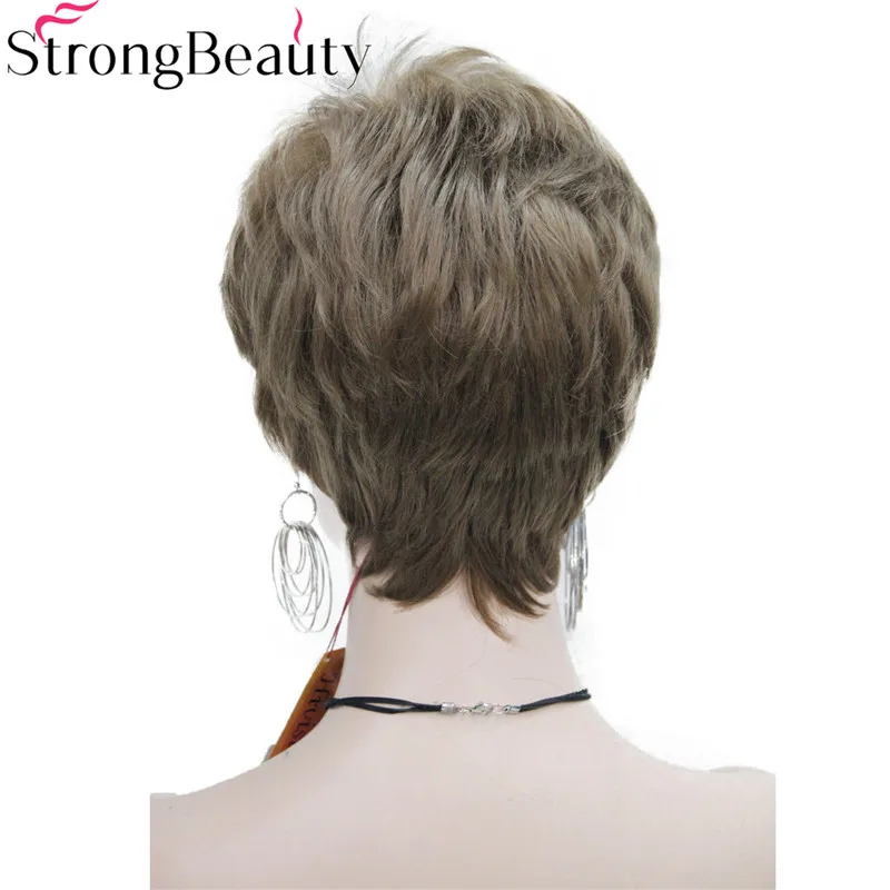 12 StrongBeauty короткие прямые синтетические красные оранжевые коричневые светлые парики высокие термостойкие полный парик много цветов на выбор - Цвет: 12