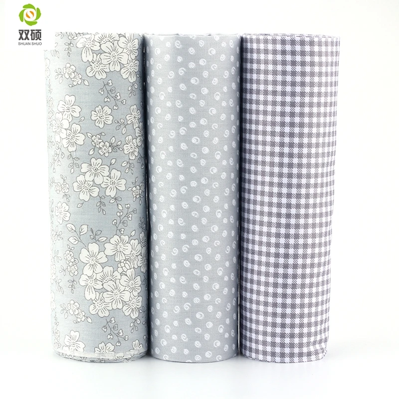 Серый цвет лоскутное хлопка Ткань для Вышивание хлопок цветочный Рисунок 40*50 см