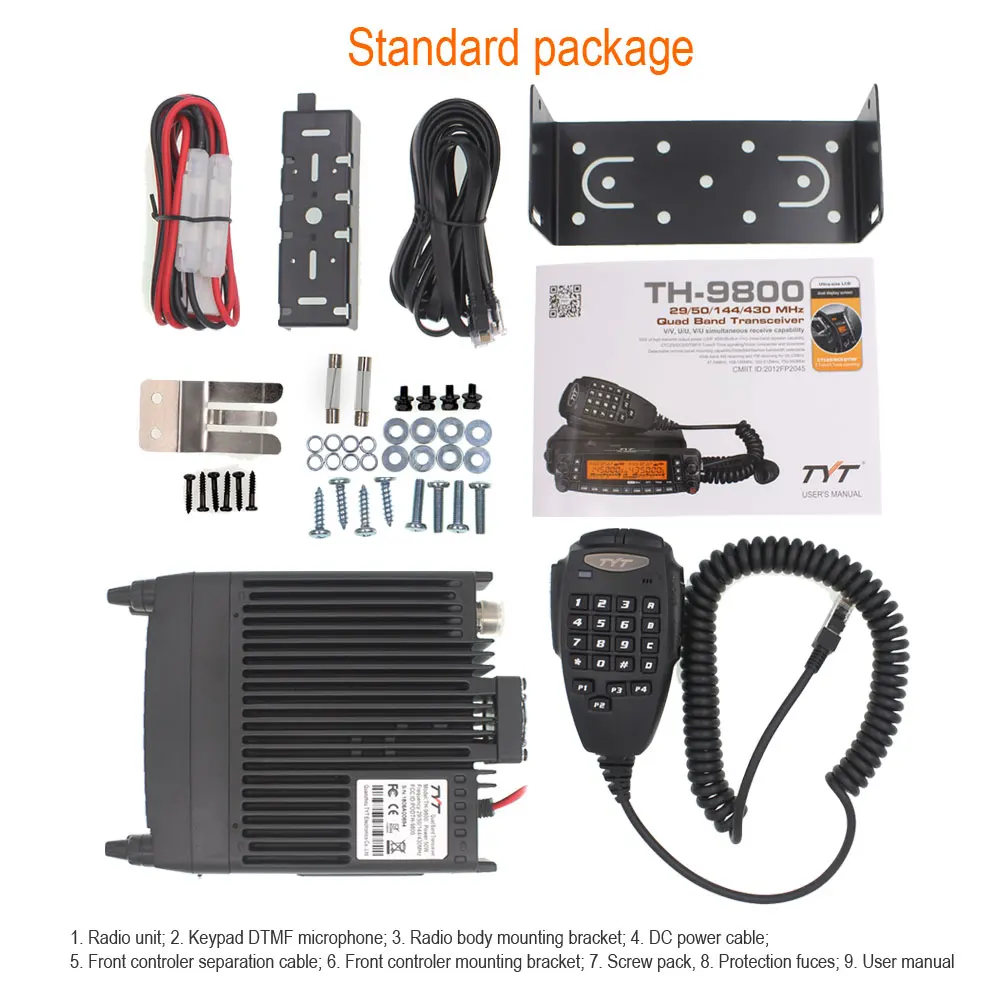1901A TYT TH 9800 плюс иди и болтай Walkie Talkie “иди 50W фары для автомобилей Мобильная
