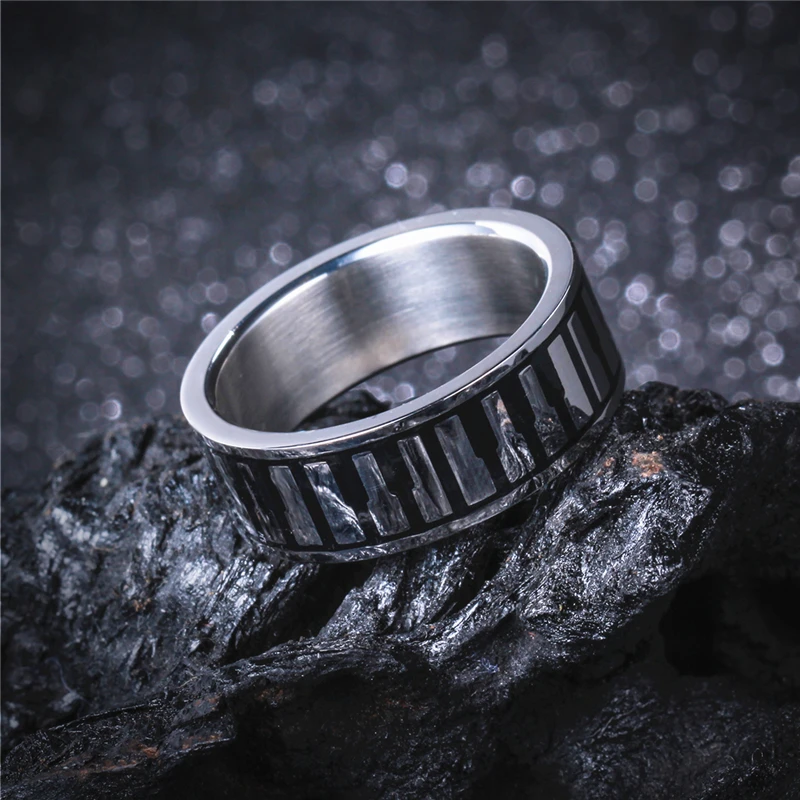 

8mm 316L Stainless Steel Piano Keyboard Ring Men Women's Unique Surgical Steel Wedding Band Best Girt for Music Lovers