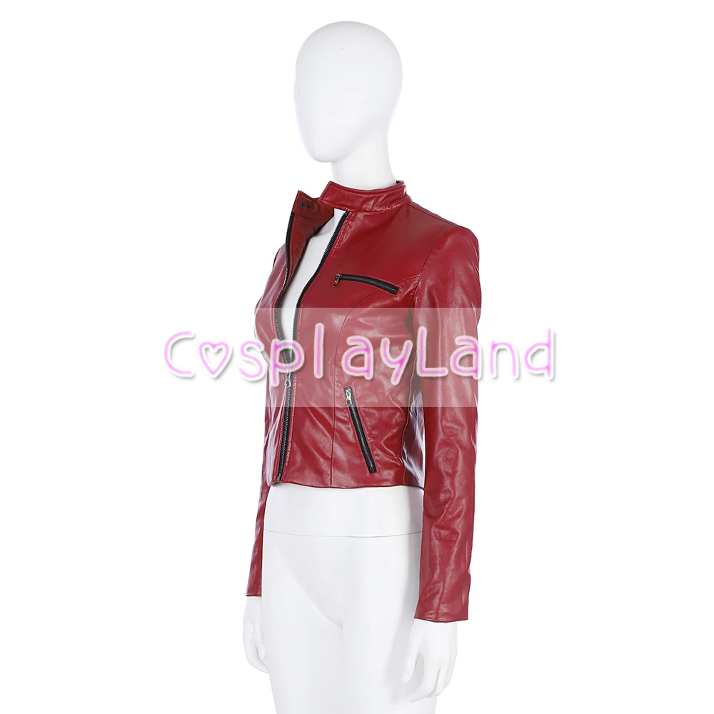 New Game Cosplay Resident Evil 2 Claire Costume For Halloween Party Women Coat Custom Made Leather Jacket Tops | Тематическая