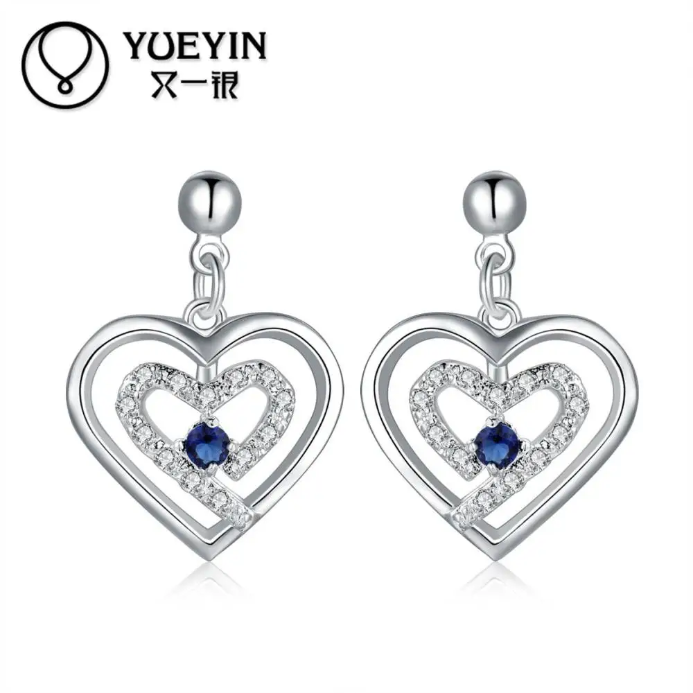 2014 New supplies 925 heart earrings fashion Brand bijoux With CZ Crystals | Украшения и аксессуары