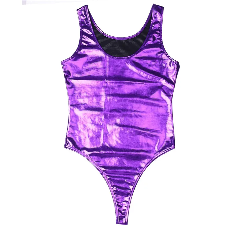 Женское блестящее однотонное балетное трико ChicTry из лакированной кожи без