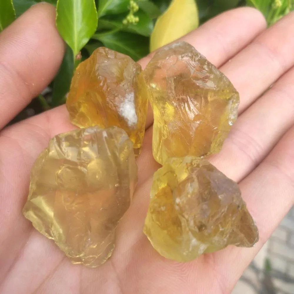 

4pcs Natural yellow crystal raw stone natural crystal reiki healing wedding decoration aquarium