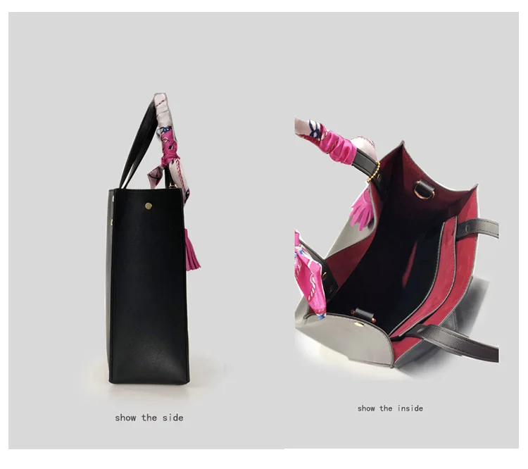 DUSUN 2pcs/Set Women Bag Tassel Pure PU Leather Shoulder Crossbody Bag Women Handbag Scarves Set Large Tote Female Shopping Bag