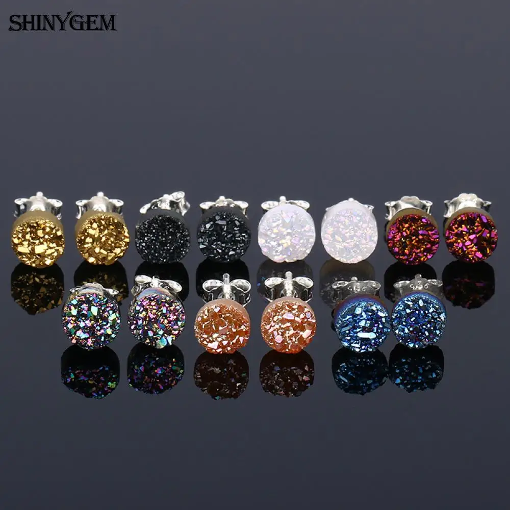 ShinyGem модные сверкающие натуральный опал драгоценный камень Друза серьги