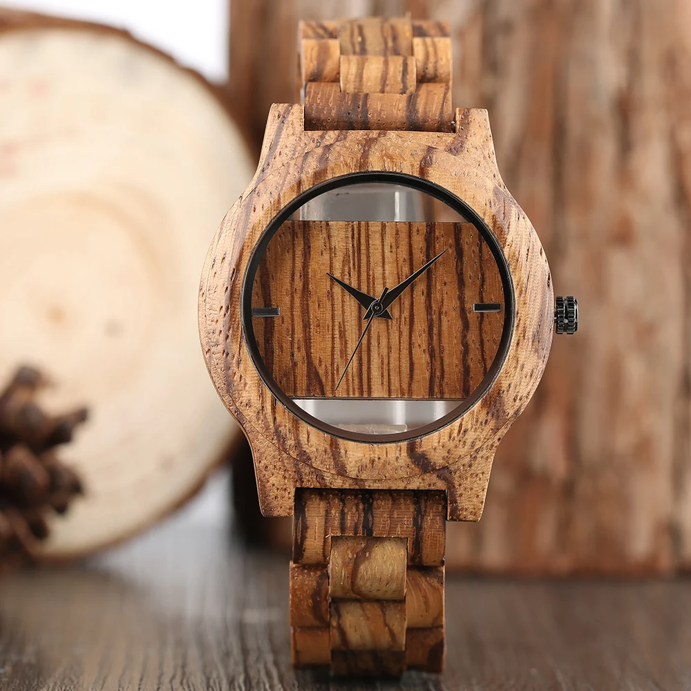 

2020 Creative Hollow Dial Full Natural Bamboo Wood Watch Men's Handmade Quartz Watches Minimalist Men Gift Relogio Masculino
