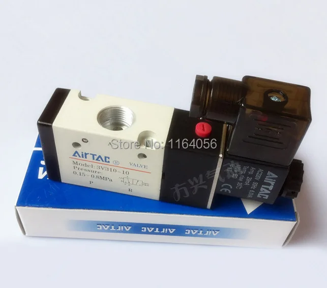 

1 шт. 3V310-10 AC220V 3 порта 2 положения 1/4 "BSP одинарный соленоид пневматический клапан