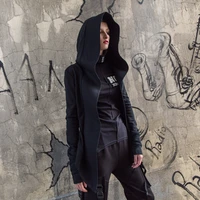 dark witch irregular hoodies women sweatshirts long sleeve bf hoodied cape coat black gothic big size zip up solid top