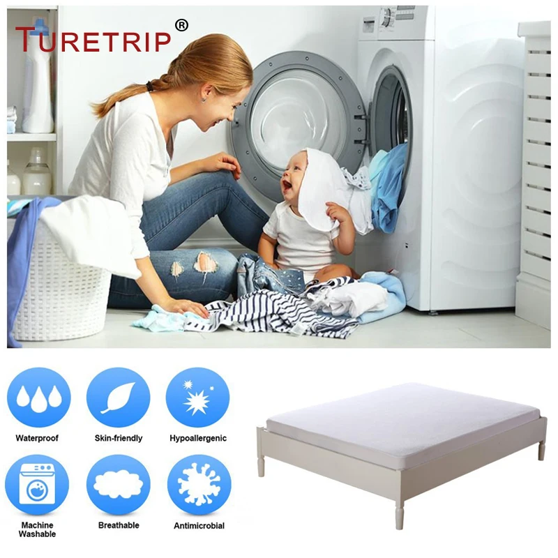 Turetrip 80X200CM хлопок Терри матрас покрытие против пылевого клеща коврик
