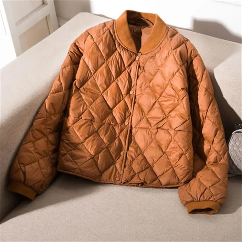 Женский бейсбольный пуховик осенне зимняя теплая парка на утином пуху Женская