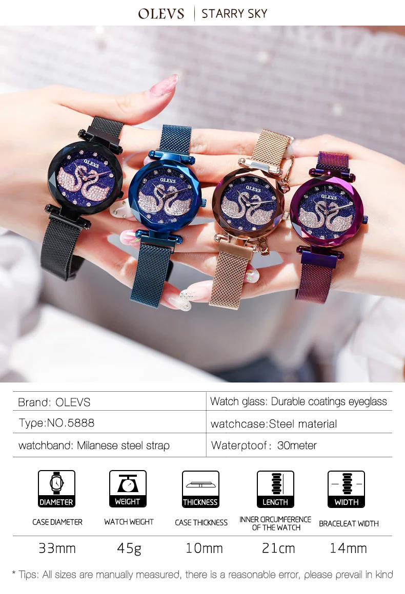Горячая Montre Femme кварцевые женские часы Звездное небо Алмазный розовое золото Сталь женские часы с магнитной пряжкой фиолетовое платье женские часы Лебедь