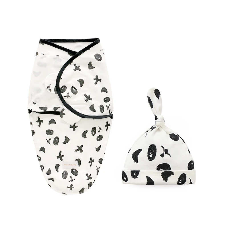 Panda 2 peices Комплект из 2 предметов для малышей; спальный мешок; конверт для новорожденных; Хлопковый вязаный детский спальный мешок с защитой от прыжков - Цвет: Panda 2 peices