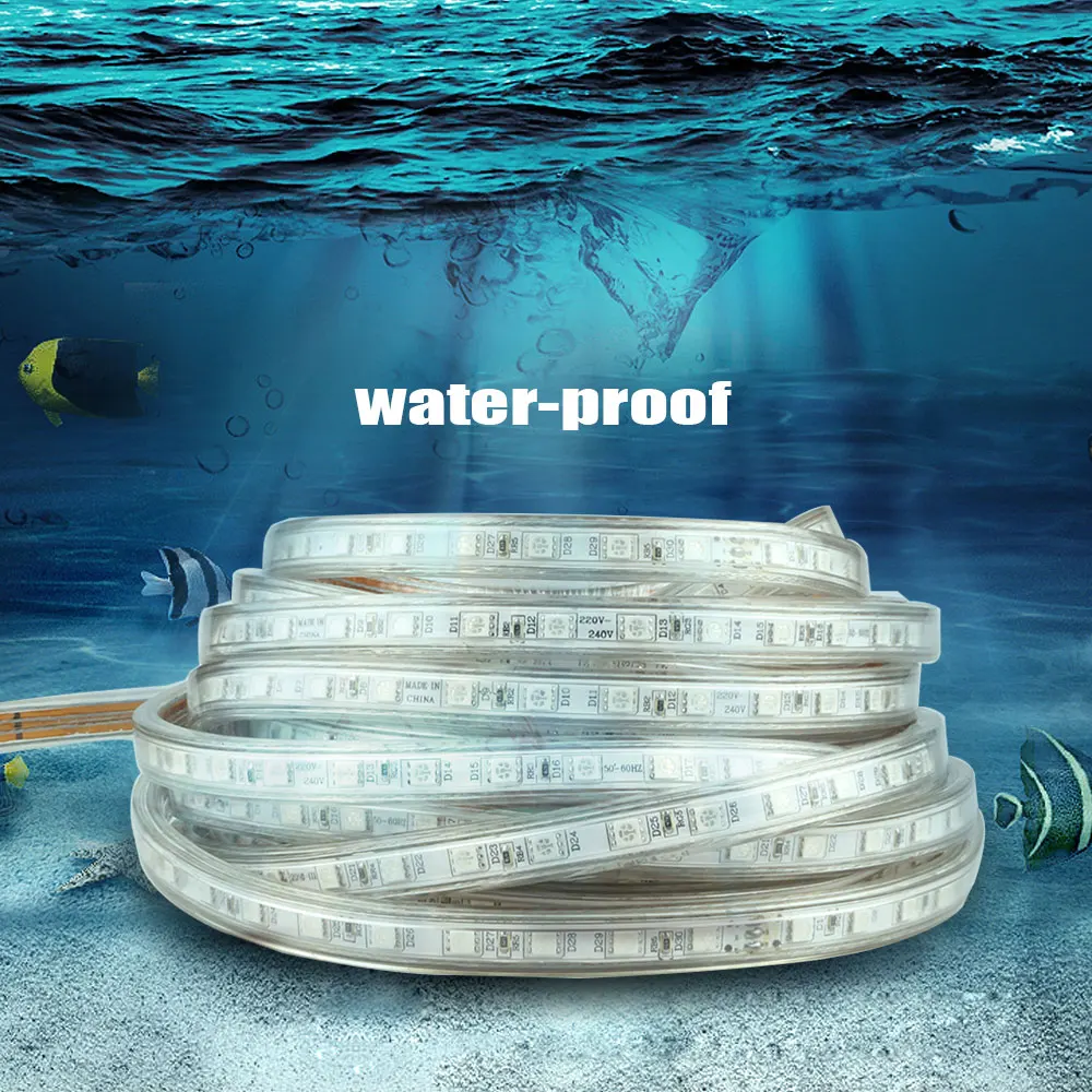 Светодиодная лента SMD5050 220 В перем. Тока 60 светодиодов/м Водонепроницаемая гибкая