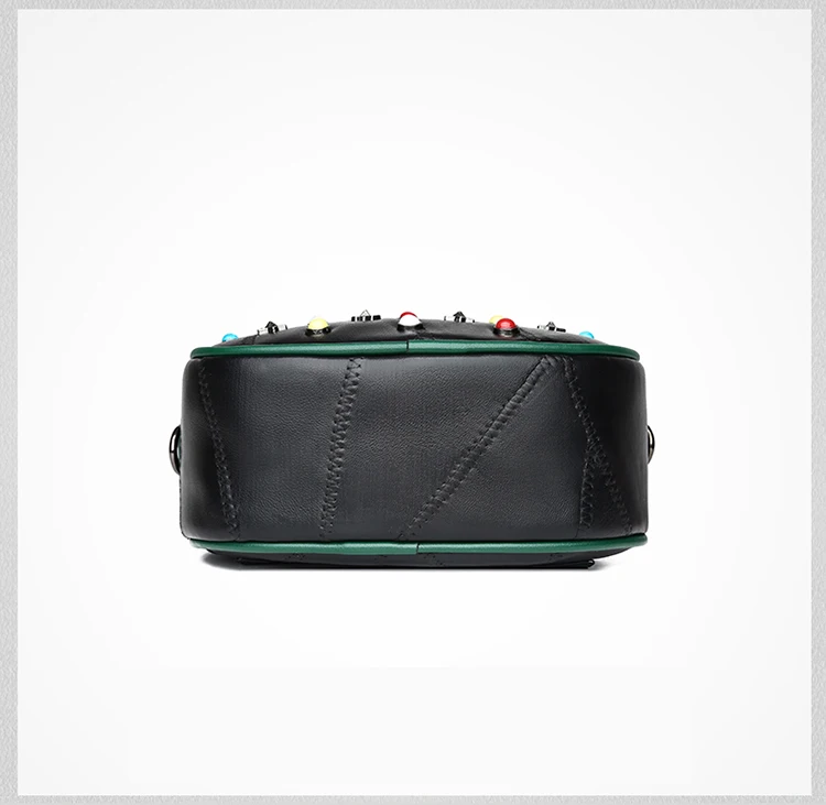 LYKANEFU Sheepskin Waist Bag Punk Style Genuine Leather Bags for Women Messenger Bags Small Purse Ladies Leather Crossbody Bag