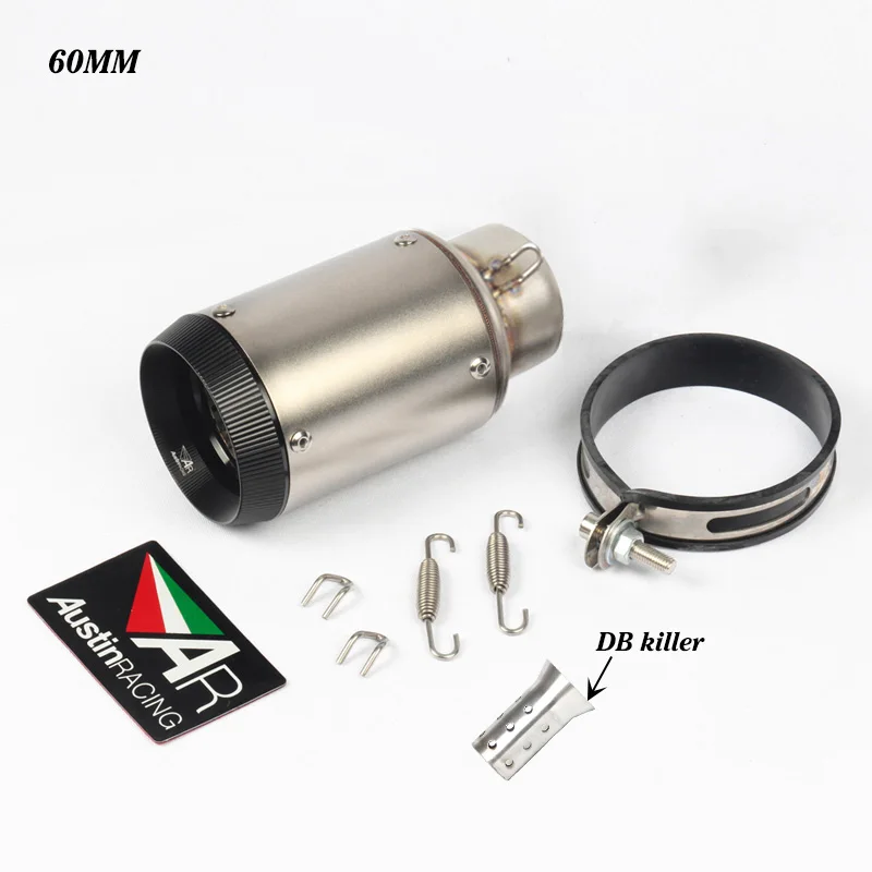 C2 60MM INLET 51/60 мм универсальный глушитель выхлопной трубы мотоцикла Остин гонки AR выхлопных газов для R6 mt09 ninja400 Z250 z900 z1000 gsxr600 r3 S1000rr r1 - Цвет: C2 60MM INLET