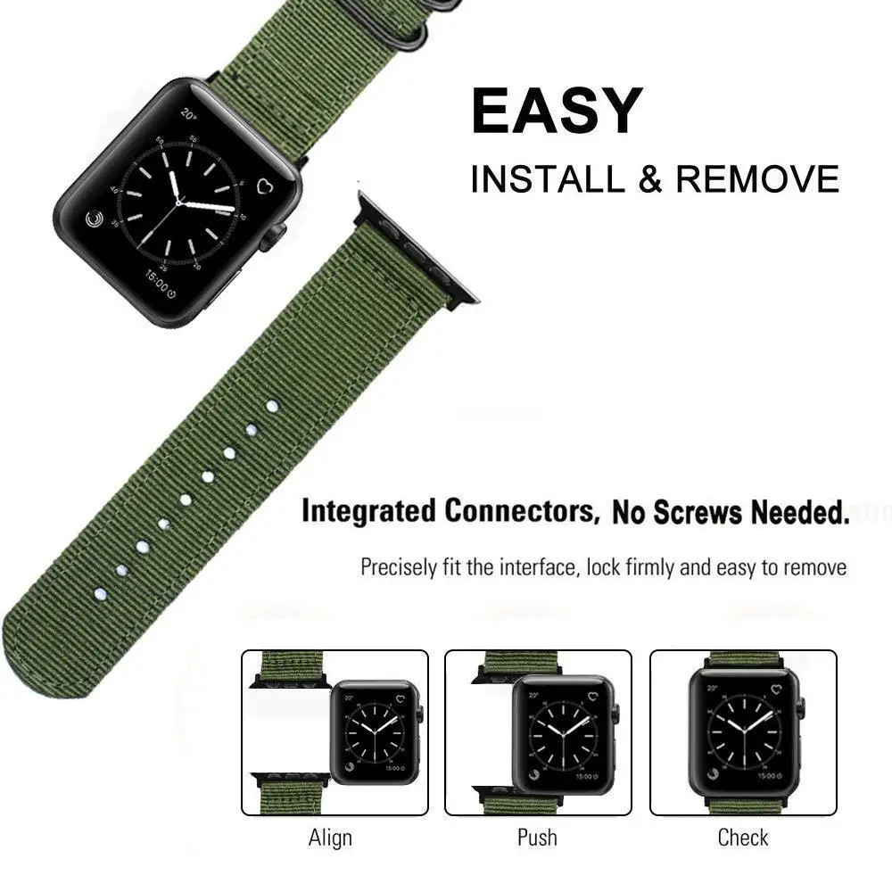 Нейлоновые ремешки, подходящие для Apple Watch серии 1/2/3/4 нейлоновый ремешок для часов аксессуары для Apple Watch, 38 мм, ремешок, 40 мм 42 44 мм