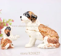bejeweled czech crystals collectible 2 dogs trinket box mothers day gifts dog shaped jewelry trinket box collectible dog craft