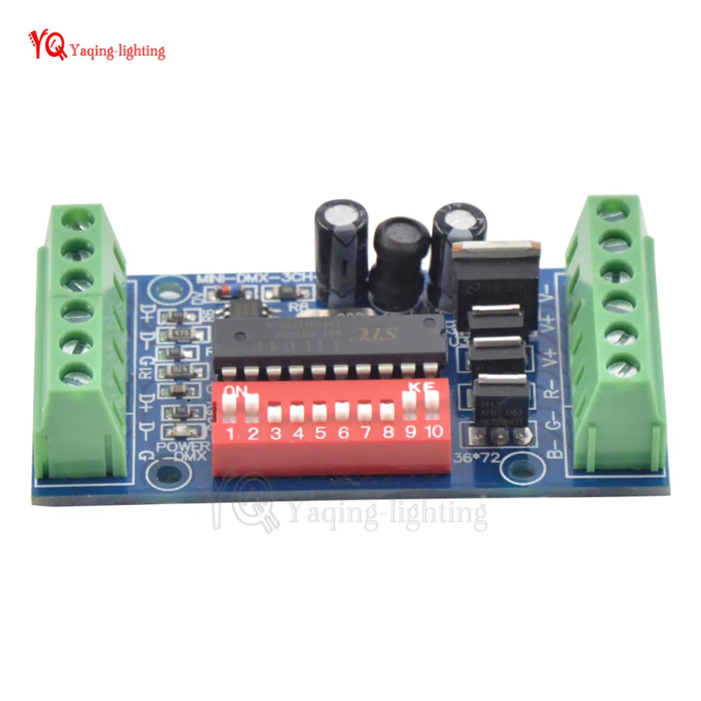 DC5V-24V mini 3 канала 3CH легко DMX контроллер для светодиодов Диммер, цветная(RGB) DMX512 декодер для Светодиодный лента светодиодный лампы MINI-DMX-3CH-V1