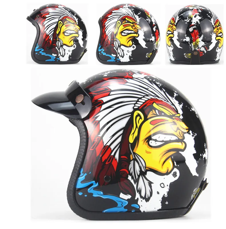 Кожаный винтажный moto rcycle шлем jet capacetes de moto ciclista cascos para moto Кафе racer с открытым лицом
