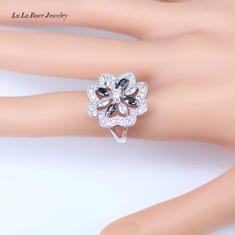 Костюм Серебряный 925 штамп серебряный цвет женские черные украшения из циркония