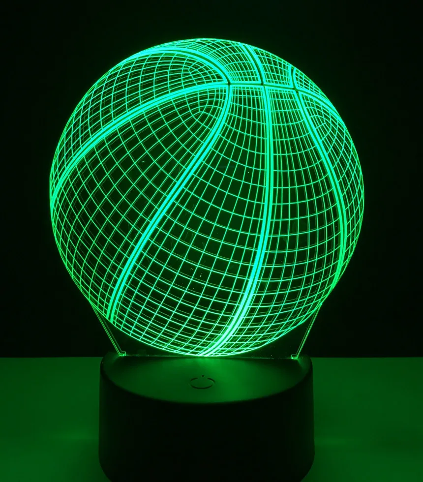 3D светодиодный ночсветильник в виде баскетбольной фигурки 7 цветов сенсорная