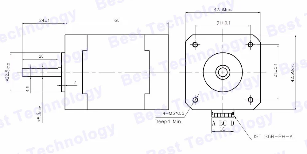 Nema17 шаговый двигатель 60 мм длина 1.7A 0.73Nm 7.3kg.cm 104Oz-in высокий крутящий момент Nema 17 шаговый двигатель 7.3kg.cm для 3D принтера