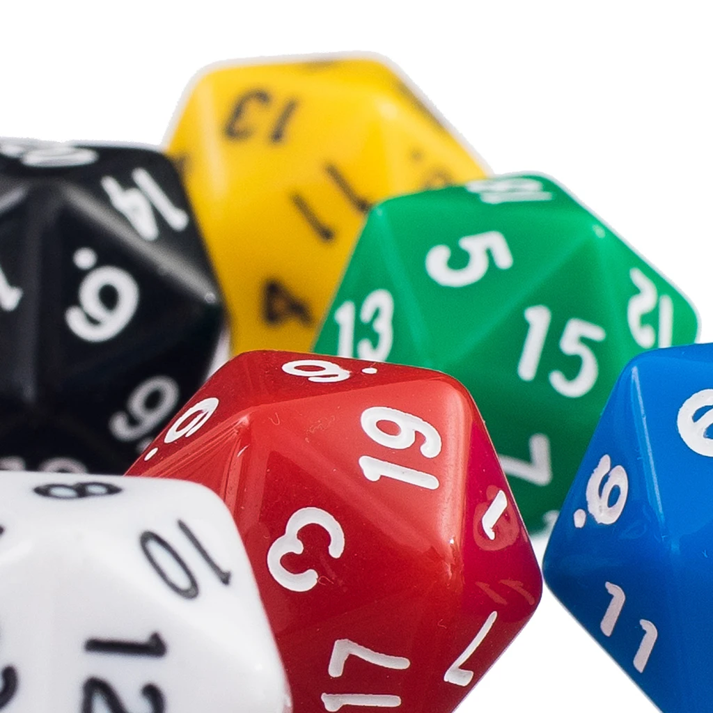 6 шт. D20 игральные кости Twenty Sided Die RPG D &amp шесть непрозрачных цветов 20X20X20 мм | Спорт и