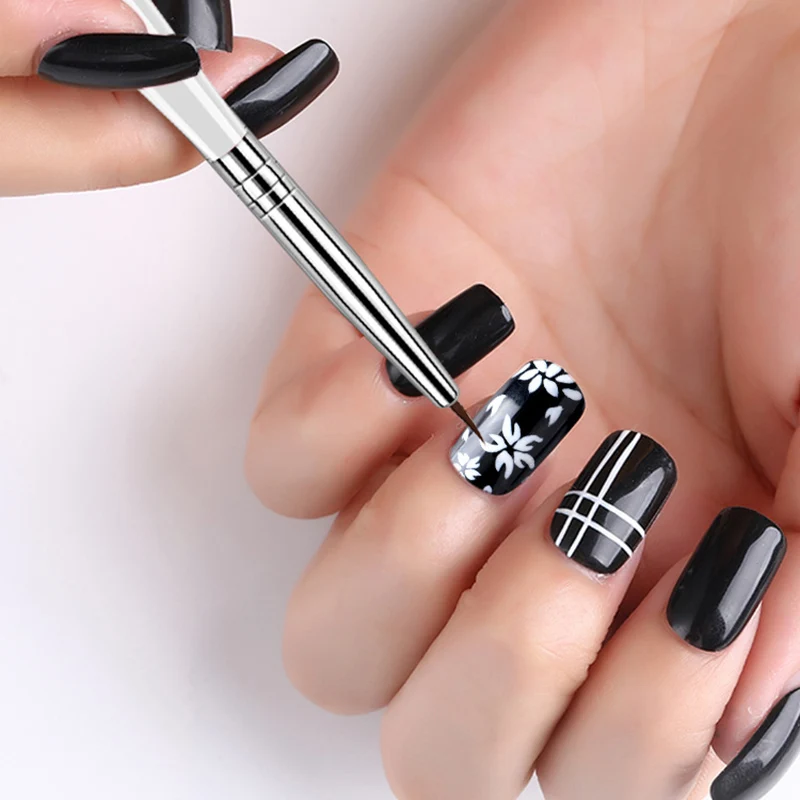 2019 Горячая 8 шт Зебра шаблон ручка с кистью для нанесения УФ-геля дизайн ногтей