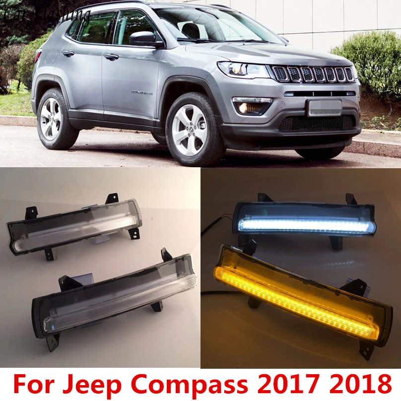 1 пара для Jeep Compass 2017 2018 2019 светодиодный дневный ходовой светильник DRL Дневной