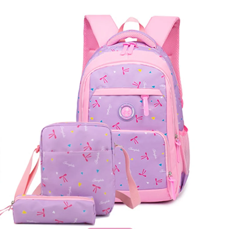 B purple pink 2 Litthing, водонепроницаемые детские школьные сумки для девочек, школьные рюкзаки принцессы, Детский комплект с принтом, школьный рюкзак для детей, дропшиппинг - Цвет: B purple pink 2