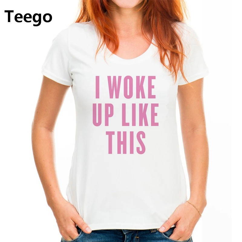 I WOKE UP LIKE THIS с буквенным принтом Для женщин летний топ коротким Футболка