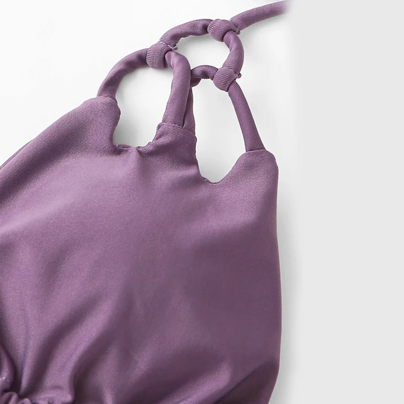 Женский купальник-Бикини на завязках однотонный бразильский купальник с