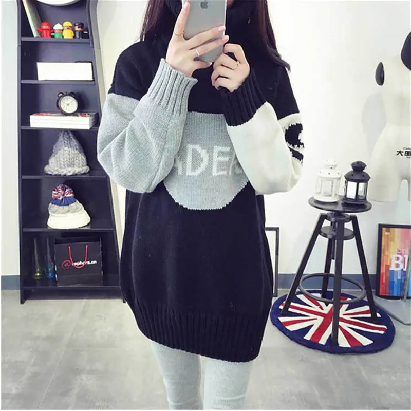 Весенне-осенняя одежда пуловер Женский вязаный свитер водолазка элегантный с