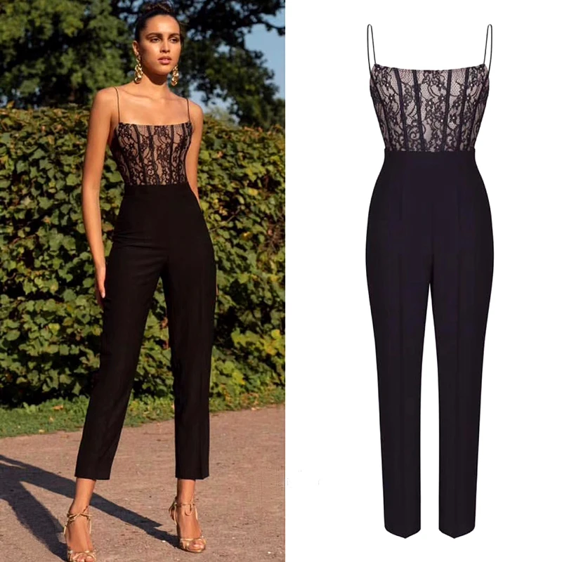 Женский Облегающий комбинезон Deavogy без рукавов с открытой спиной и кружевным