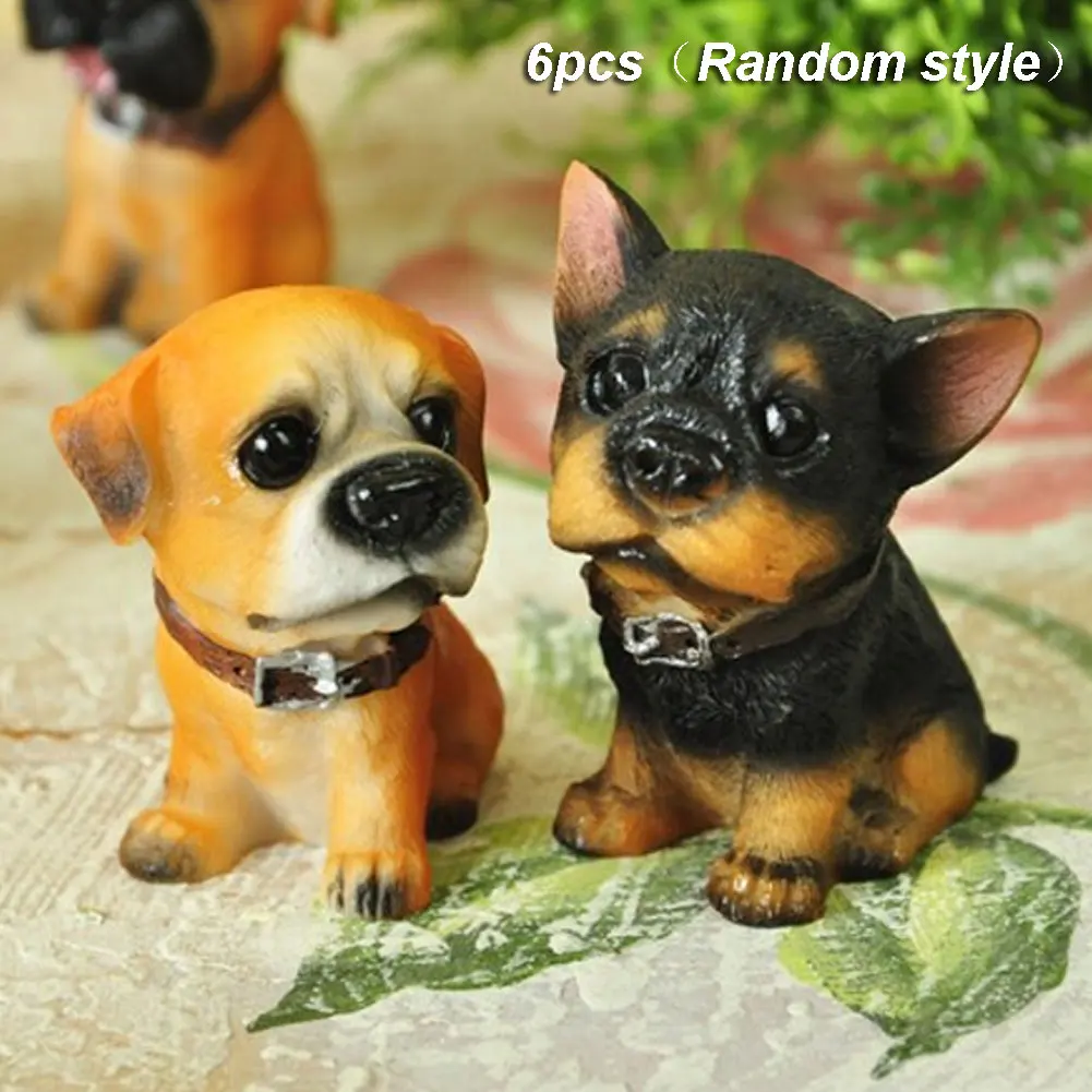 6pcs Mini Landscaping Decoration Model Simulation Dollhouse Cute Toy Cartoon Miniature Dog Doll | Игрушки и хобби